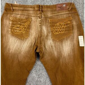 VTG Apple Bottoms Nelly Brown Vertical Wash Jeans Low Rise Plus Size 21/22 NWT